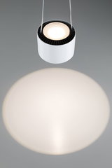 Moderne weiße LED-Pendelleuchte aus Metall mit warmweißem Licht für Wohnräume und Büros