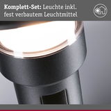 Nahaufnahme einer schwarzen LED-Leuchte mit fest verbautem Leuchtmittel für Innenräume