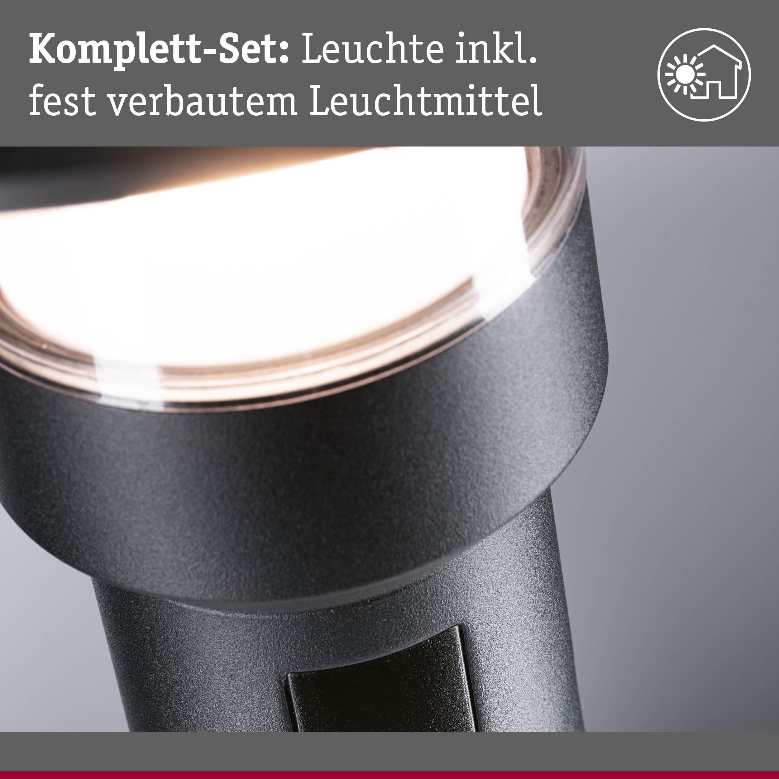 Nahaufnahme einer schwarzen LED-Leuchte mit fest verbautem Leuchtmittel für Innenräume