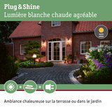 Éclairage extérieur blanc chaud Plug & Shine pour terrasse et jardin avec spots LED