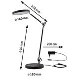 Black LED desk lamp with adjustable arm and 200 cm cable for office lighting
