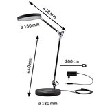 Lampe de bureau LED noire avec bras réglable et câble de 200 cm pour éclairage de bureau