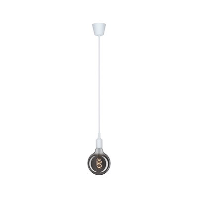 Pendant lamp with white cord and black bulb featuring visible LED filament for stylish lighting