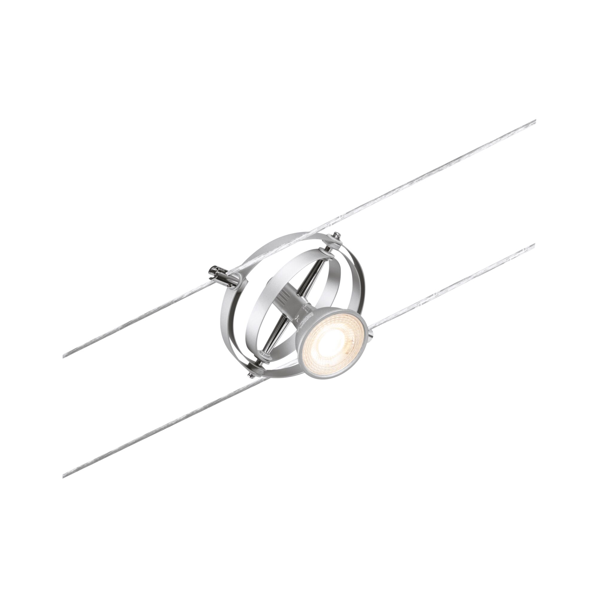 CorDuo Kabelsysteem Cardan Losse spot GU5,3 max. 10W 12V Chroom mat Moderne zilveren LED-kabelspot met verstelbare kop en metalen ringen voor veelzijdige verlichting