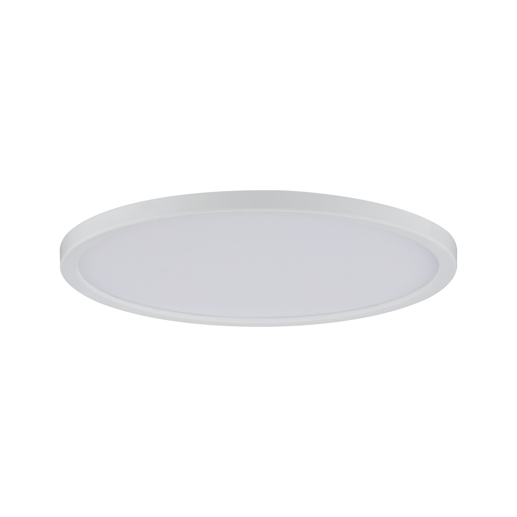 Round white LED ceiling panel made of plastic for energy-efficient room lighting