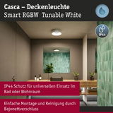 Weiße Casca Deckenleuchte aus Kunststoff mit IP44 Schutz, ideal für Bad und Wohnraumbeleuchtung