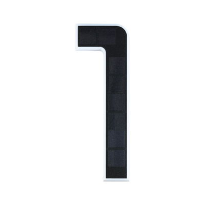 Modern house number 1 with black solar panel and white frame for outdoor use
