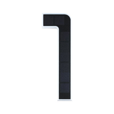 Plaque de numéro 1 moderne avec panneau solaire noir et cadre blanc pour extérieur