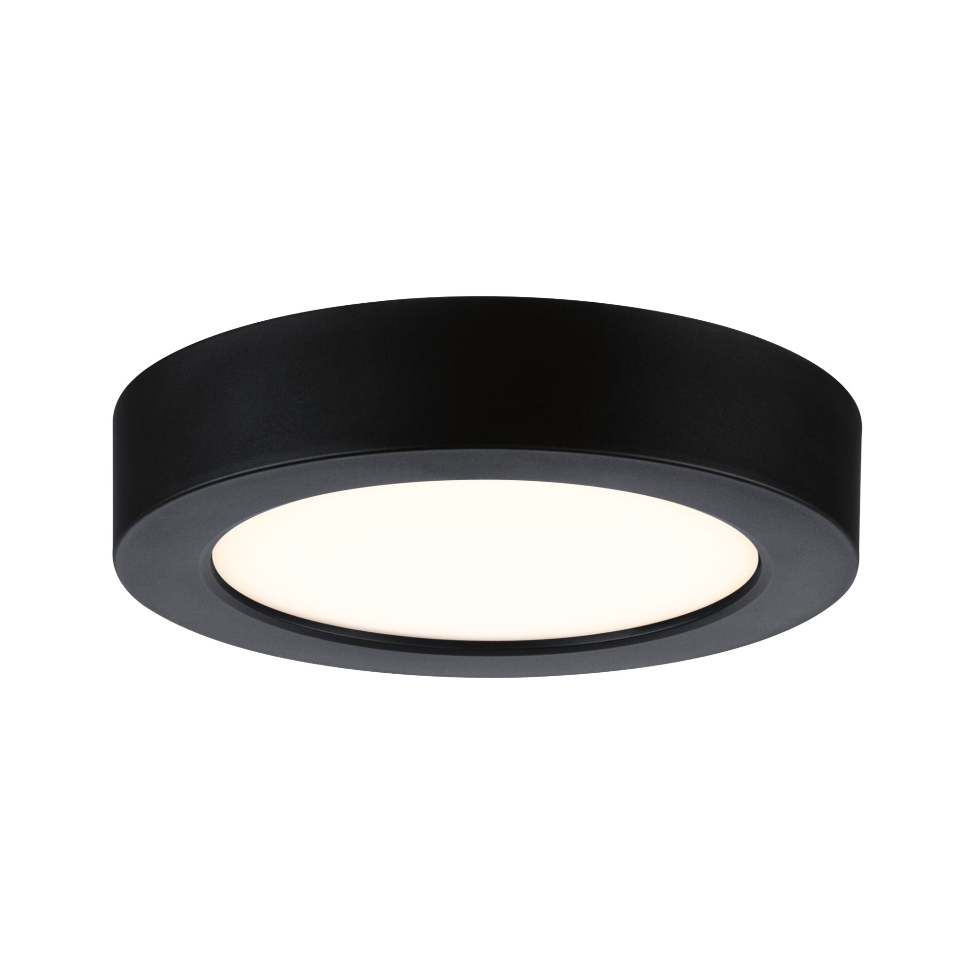Plafonnier LED rond en métal noir avec diffuseur blanc pour un éclairage intérieur moderne