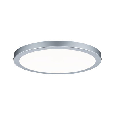 Plafonnier LED rond avec cadre en aluminium argenté et diffuseur blanc pour éclairage moderne