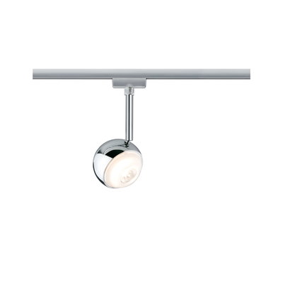 Moderner Chrom-Spot mit runder Form und weißem LED-Licht für Schienensysteme