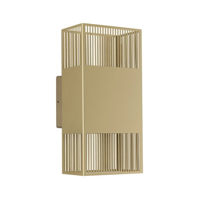 Moderner goldfarbener Aluminium-Wandleuchter mit vertikalen Lamellen für stilvolle Innenbeleuchtung