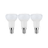 Drei weiße LED-Reflektorlampen mit E14-Fassung aus Kunststoff für energiesparende Beleuchtung