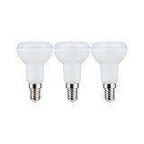 Drei weiße LED-Reflektorlampen mit E14-Fassung aus Kunststoff für energiesparende Beleuchtung