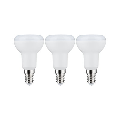 Drei weiße LED-Reflektorlampen mit E14-Fassung aus Kunststoff für energiesparende Beleuchtung