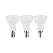 Drei weiße LED-Reflektorlampen mit E14-Fassung aus Kunststoff für energiesparende Beleuchtung