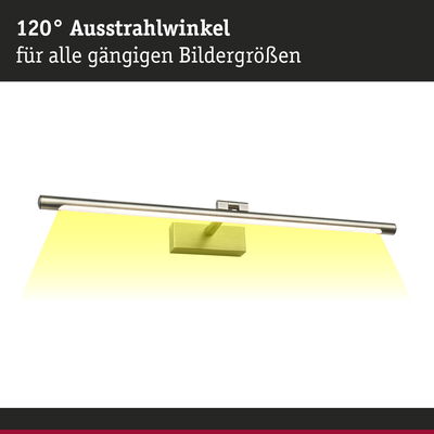 LED-Bilderleuchte aus gebürstetem Metall in Silber mit 120° Ausstrahlwinkel für Wandbilder