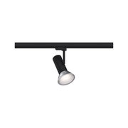 Schwarze LED-Schienenleuchte aus Metall mit verstellbarem Spot für moderne Innenbeleuchtung