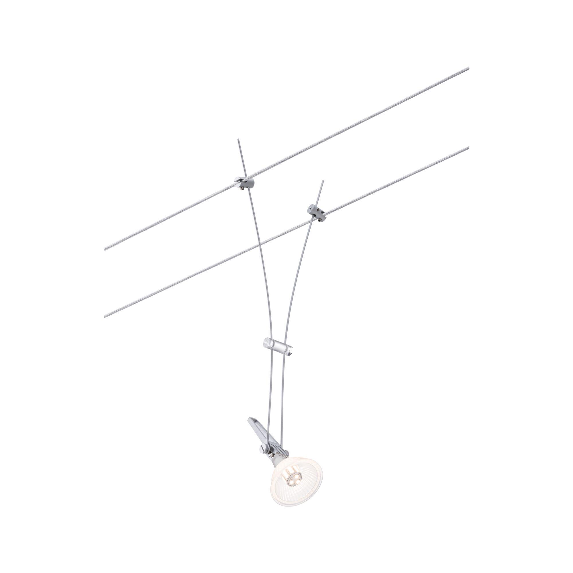 Moderne Seilstrahler mit Aluminium-Gehäuse in Silber und LED-Leuchte für flexible Beleuchtung