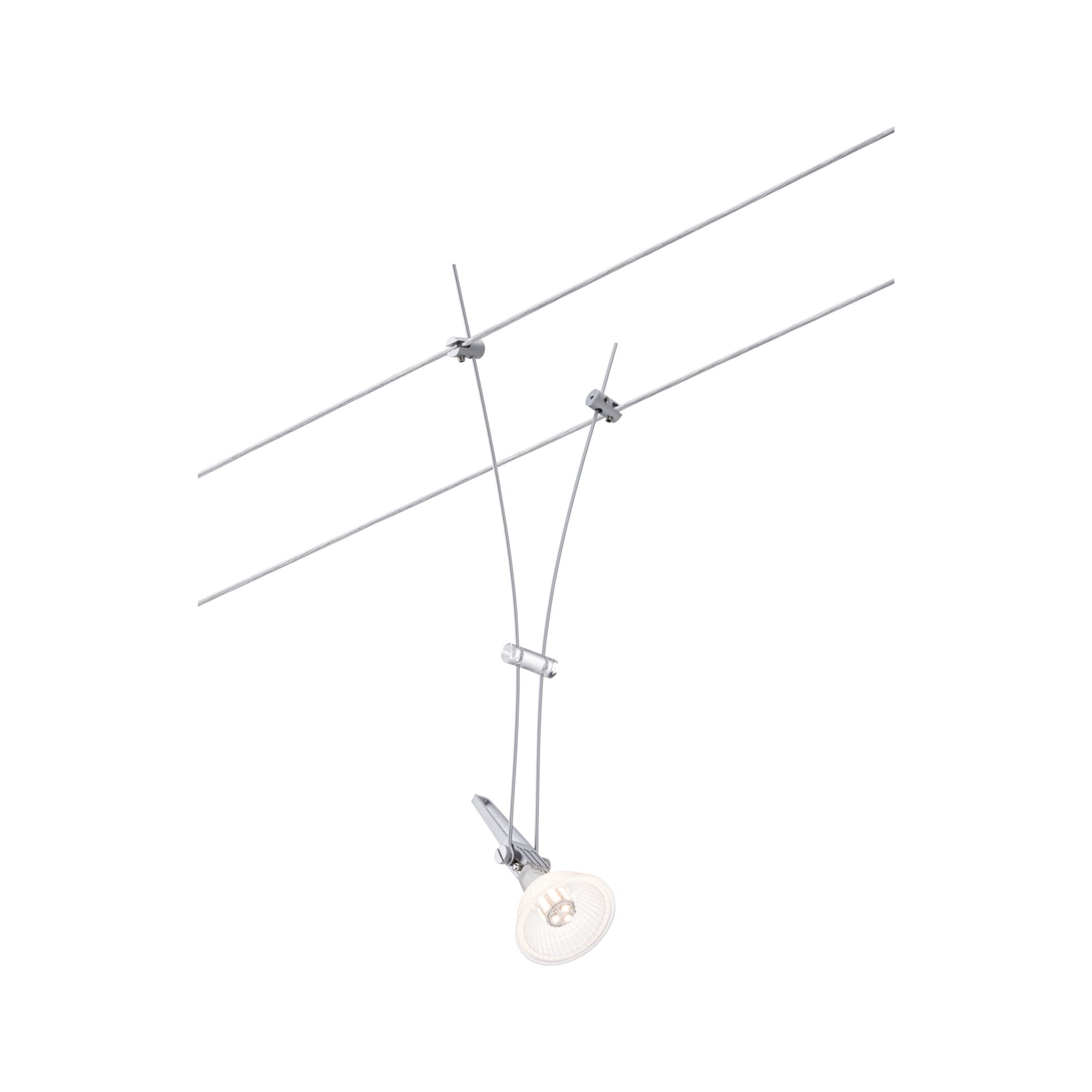 Moderne kabelspot van zilverkleurig aluminium met LED-lamp voor verstelbare verlichting