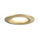 Round gold metal LED recessed light with warm white illumination for living spaces