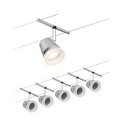 Modern silver LED cable spotlight with adjustable head for versatile indoor lighting