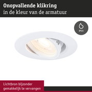 Witte inbouwspot van kunststof met IP23 beschermingsklasse en eenvoudig te vervangen lichtbron