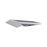 White solar outdoor wall light with motion sensor and black solar panel surface for energy-saving lighting