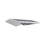 White solar outdoor wall light with motion sensor and black solar panel surface for energy-saving lighting