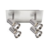 Four-light LED ceiling spotlight in brushed stainless steel for modern room lighting