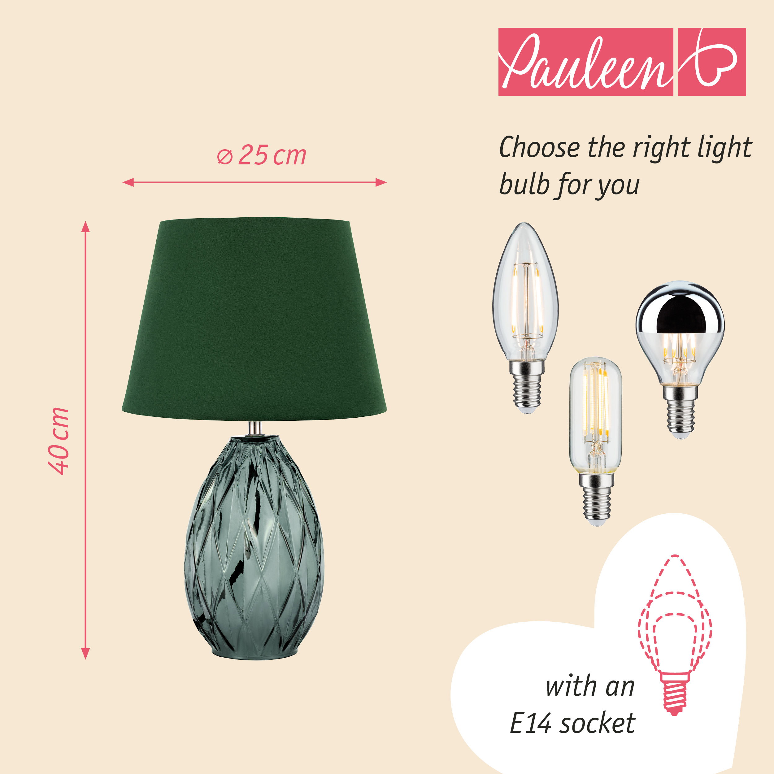 Paulmann Pauleen Table lamp Crystal Velvet E14 max. 20W Green