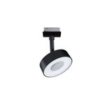 Black LED spotlight with round white plastic diffuser for modern indoor lighting solutions