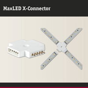 Weißer MaxLED X-Connector aus Kunststoff mit LED-Streifenanschlüssen für flexible Lichtsysteme