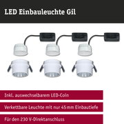 LED Einbauleuchte Gil in Weiß mit schwarzem Anschlusskabel, vernetzte Deckenleuchte mit 45 mm Einbautiefe