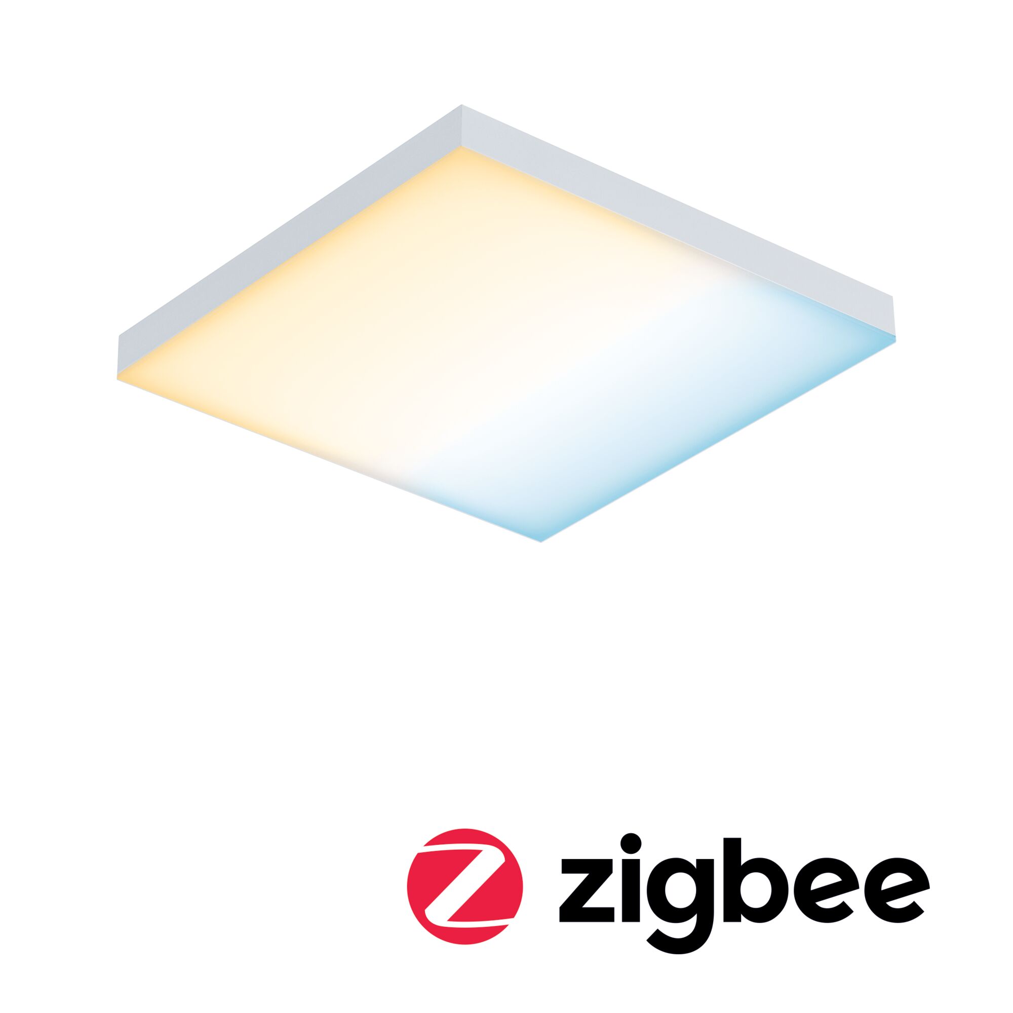 Square white LED ceiling light with warm and cool white light, Zigbee compatible smart lighting