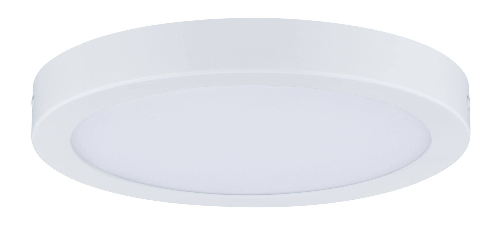 Round white LED ceiling light with plastic housing for energy-efficient room lighting