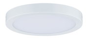 Round white plastic LED ceiling light with matte diffuser for modern room lighting
