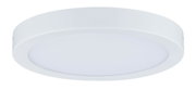 Round white plastic LED ceiling light with matte diffuser for modern room lighting