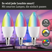Drei smarte LED-Lampen mit RGBW-Farbwechsel und dimmbarer, einstellbarer Weißlichtfunktion