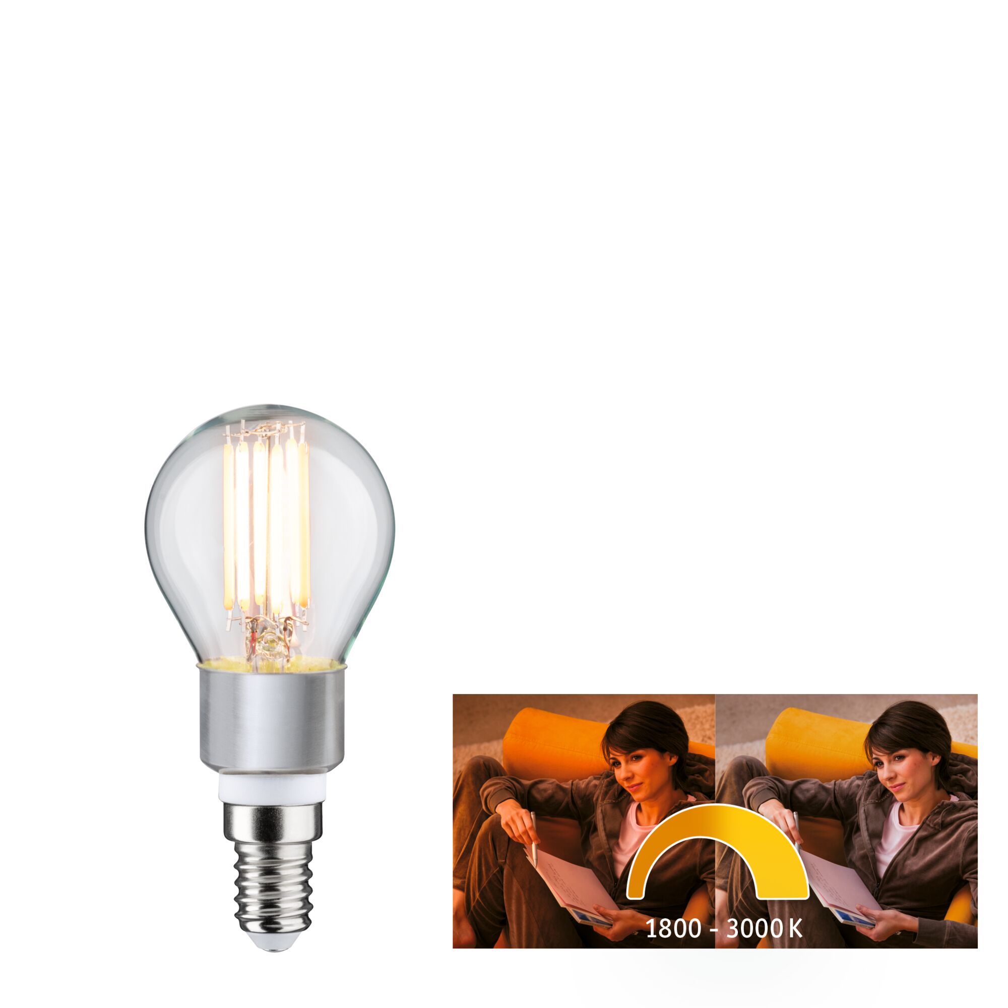 LED-Leuchtmittel mit E14-Fassung und warmweißem Licht 1800-3000K für stimmungsvolle Beleuchtung