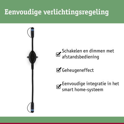 Zwart LED-verbindingkabel met afstandsbediening voor dimmen en smart home integratie