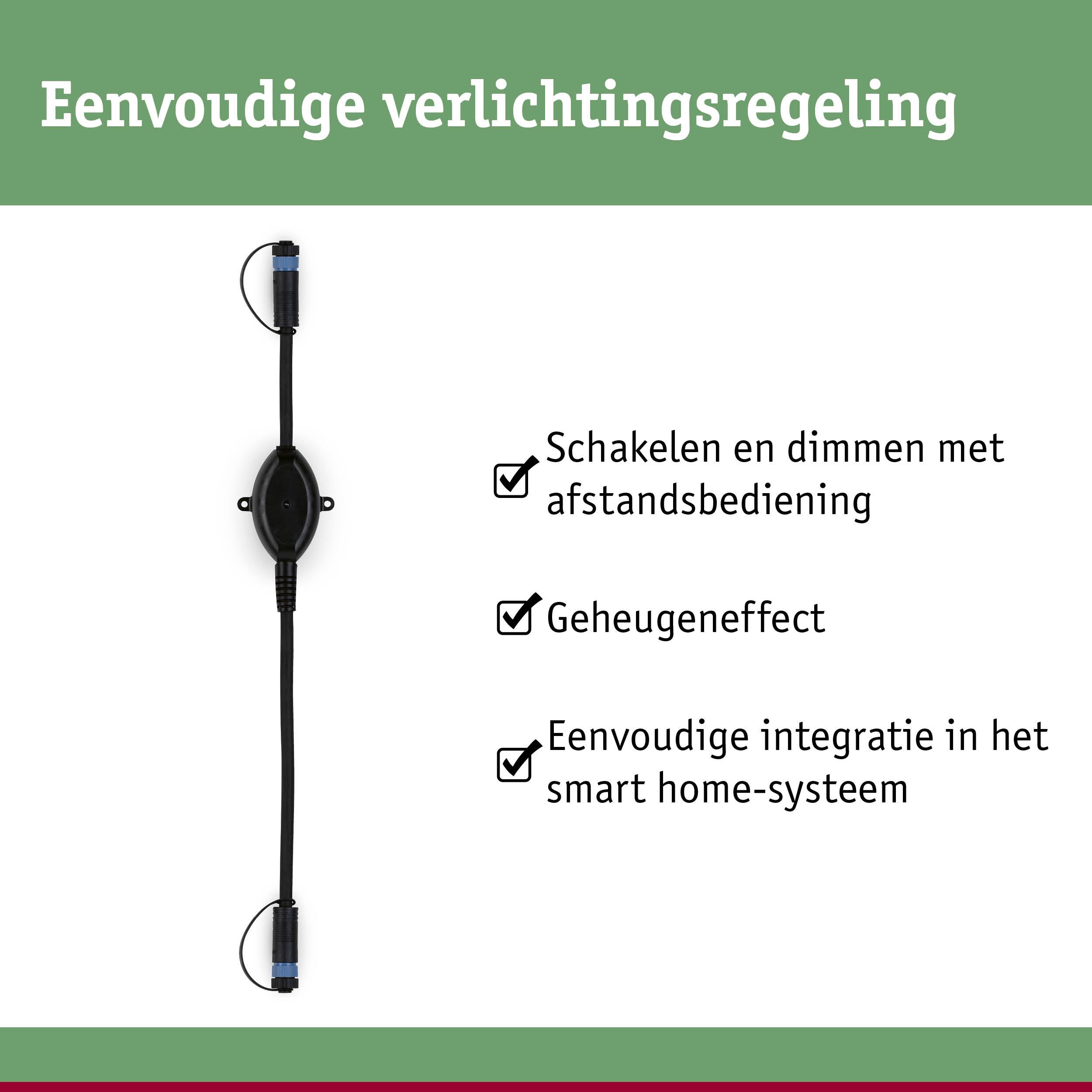 Zwart LED-verbindingkabel met afstandsbediening voor dimmen en smart home integratie