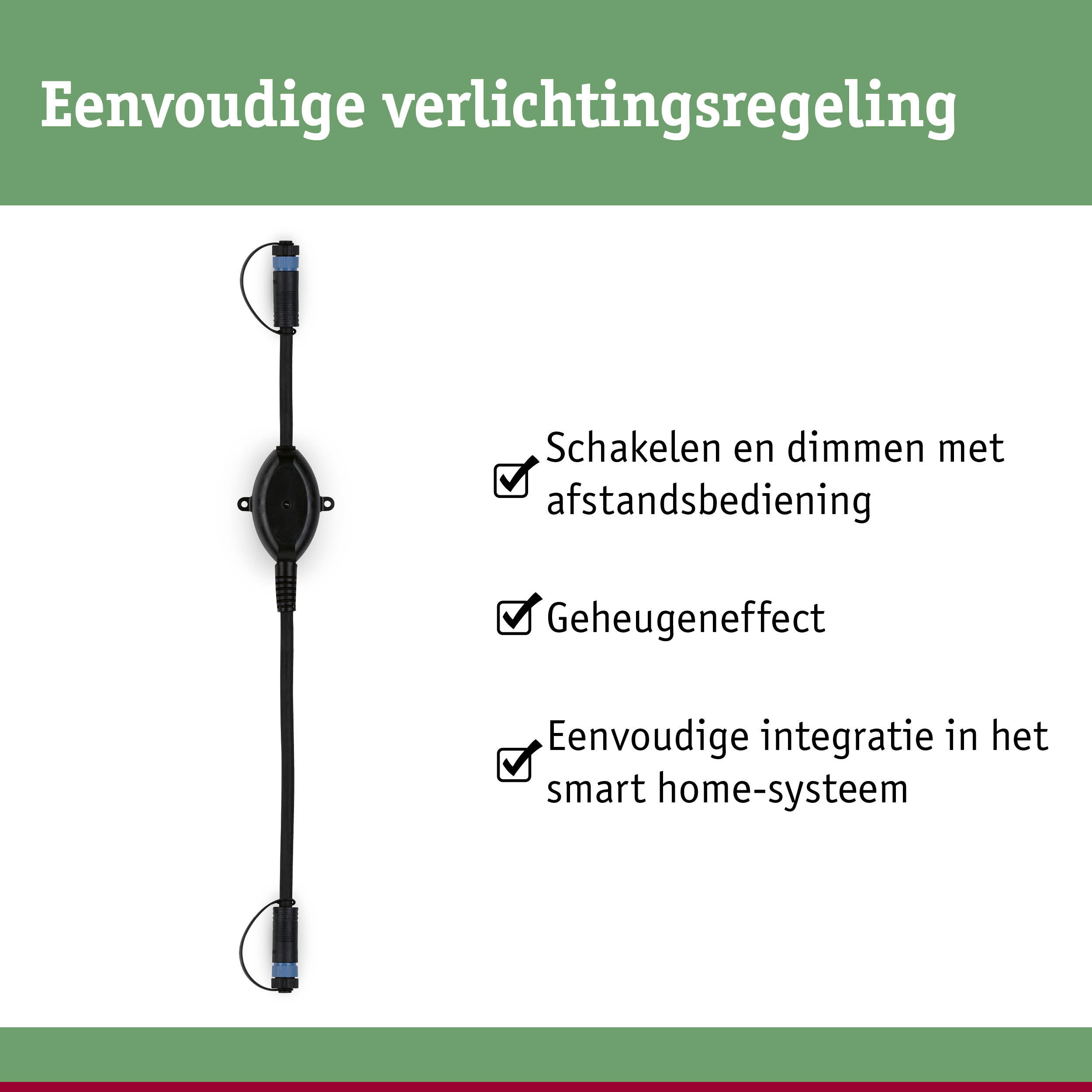 Zwarte kabel met geïntegreerde schakelaar en connector voor eenvoudige lichtregeling