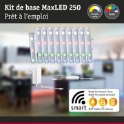 Kit de base MaxLED 250 avec bandes LED blanc réglable et RGBW, alimentation et passerelle Zigbee 3.0 pour domotique
