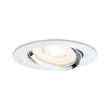 Round recessed spotlight in white plastic with adjustable chrome ring for accent lighting