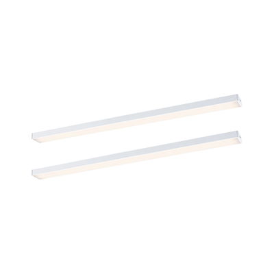 Zwei weiße LED-Leisten aus Aluminium mit warmweißem Licht für moderne Innenbeleuchtung