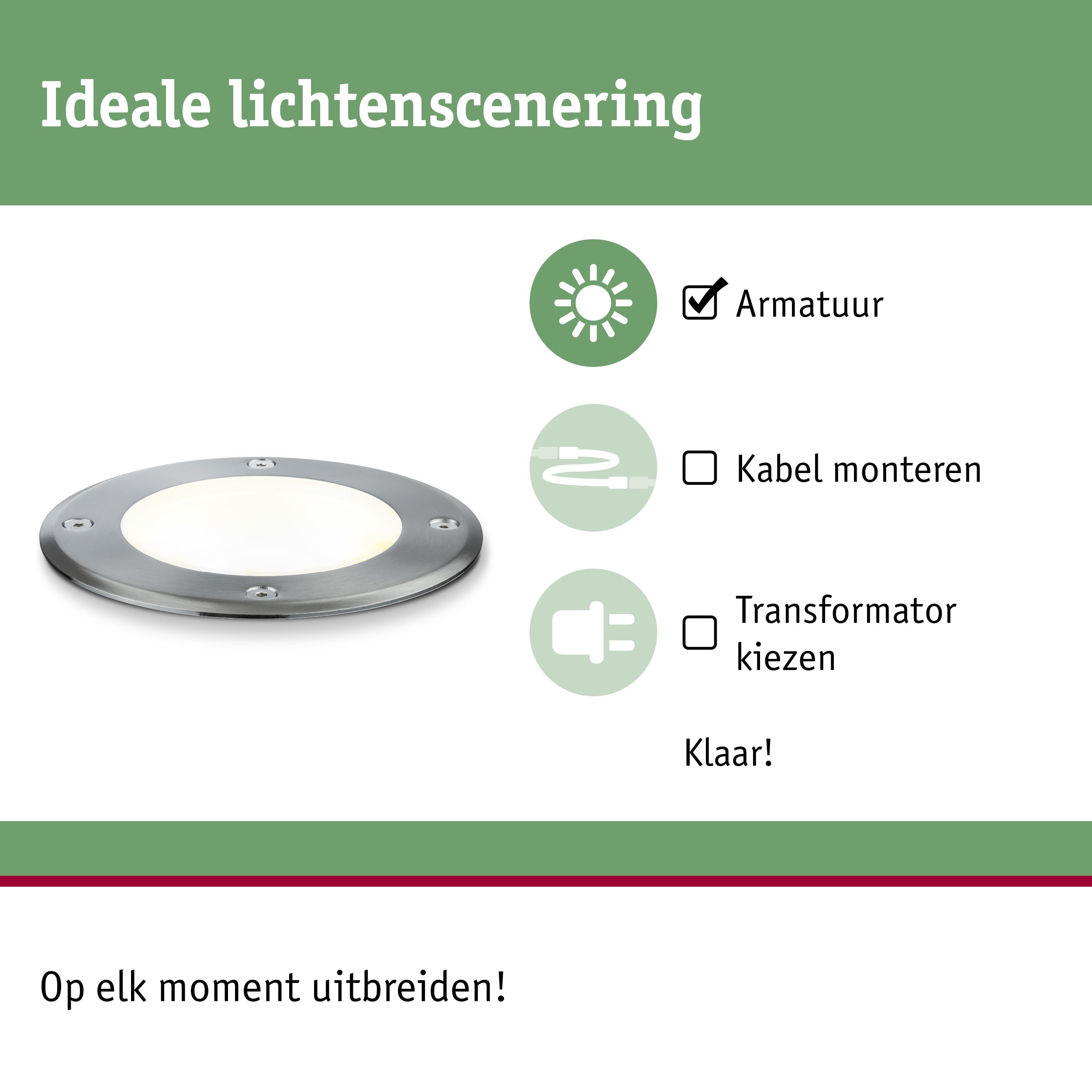 Ronde LED inbouwlamp met roestvrijstalen frame en wit licht voor flexibele lichtscènes