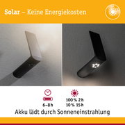 Schwarze Solar-Wandleuchte mit LED, Akku lädt durch Sonnenlicht, energiesparende Außenbeleuchtung