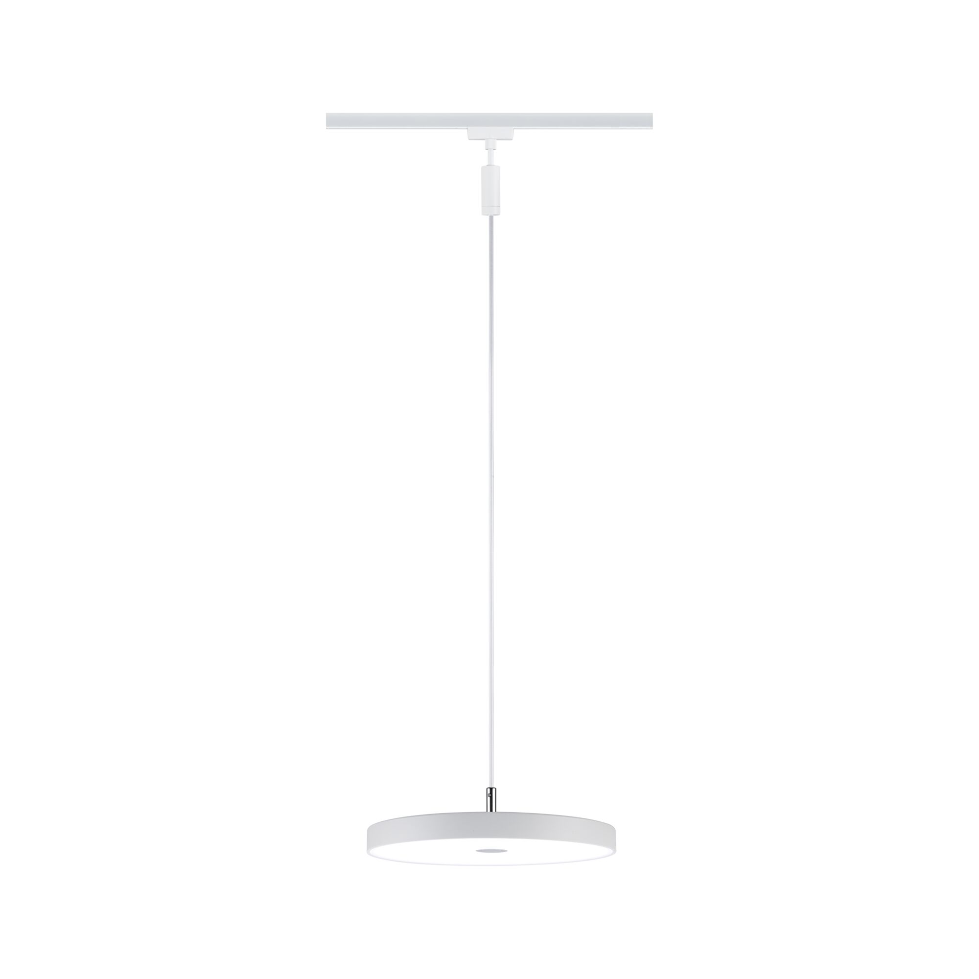 Ronde witte metalen LED-hanglamp met dun snoer voor moderne binnenverlichting