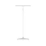 Ronde witte metalen LED-hanglamp met dun snoer voor moderne binnenverlichting